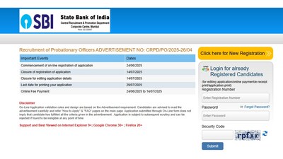 SBI PO 2025 registration for 541 vacancies ends today, apply online (Official website, screenshot) SBI PO 2025 registration for 541 vacancies ends today, apply online (Official website, screenshot)