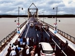 Union Minister for Road Transport and Highways Nitin Gadkari in presence of  other BJP leaders inauguratesd India’s second-longest cable-stayed bridge, the 6-kilometre-long Ambaragodlu-Kalasavalli Bridge, in Shivamogga on Monday. 