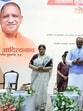 Chief minister Yogi Adityanath, deputy chief minister and health minister Brajesh Pathak, medical education minister Mayankeshwar Sharan Singh and KGMU V-C Soniya Nityanand at the event. (HT Photo)