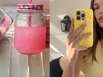.Dot and Key’s clip-on sunscreen stick is perfect for commutes (L) and Hailey Rhode Bieber’s viral Rhode lip balm phone case (R)