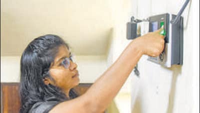 (Representative image)Officials clarified that failure to mark biometric attendance will be considered unauthorised absence and could attract disciplinary action. (HT Archive)