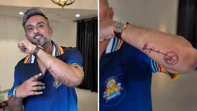 Honey Singh shows off his first tattoo, made as a tribute to his mother. Honey Singh shows off his first tattoo, made as a tribute to his mother.
