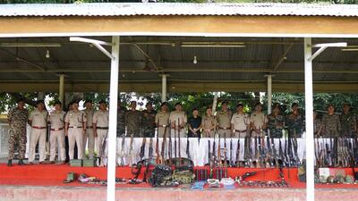 In total, 86 firearms and 974 rounds of ammunition were recovered from various locations in Manipur. In total, 86 firearms and 974 rounds of ammunition were recovered from various locations in Manipur.