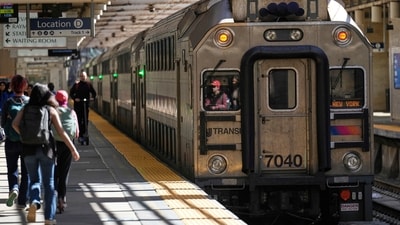 NJ Transit faces significant disruptions due to heavy rains, affecting rail services across New Jersey. (AP Photo/Seth Wenig) (AP)