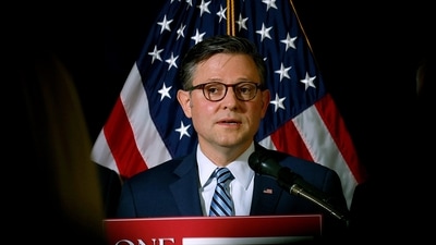 US Speaker Mike Johnson called on Attorney General Pam Bondi to ‘come forward’ and explain things to everybody. (Getty Images via AFP) US Speaker Mike Johnson called on Attorney General Pam Bondi to ‘come forward’ and explain things to everybody. (Getty Images via AFP)