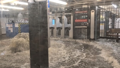 As water flowed into the station, passengers inside the train &nbsp;kneeled on their seats. In the Harlem district of New York, authorities confirmed to NewsNation station WPIX that at least one person required hospitalization for storm-related injuries. ( via REUTERS)