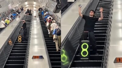 London Underground escalator turned into a dance floor as a man performed to Punjabi music. (Instagram/daweed.zet) London Underground escalator turned into a dance floor as a man performed to Punjabi music. (Instagram/daweed.zet)