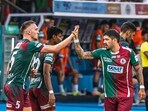 Mohun Bagan players during a match last season.