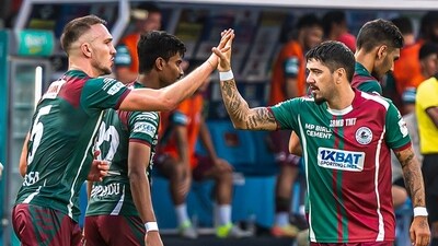 Mohun Bagan players during a match last season. (Twitter) Mohun Bagan players during a match last season. (Twitter)
