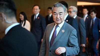 Wang Yi met Ishaq Dar in China on the sidelines of the foreign ministers' meeting of the SCO. (Reuters)