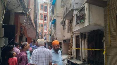 At the spot of the fire at Old Govindpura in east Delhi on Wednesday. (Sonu Mehta/HT PHOTO) At the spot of the fire at Old Govindpura in east Delhi on Wednesday. (Sonu Mehta/HT PHOTO)