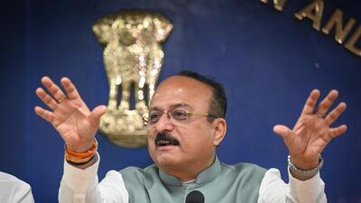 Delhi home minister Ashish Sood addresses a press conference. (Sanchit Khanna/HT Photo) Delhi home minister Ashish Sood addresses a press conference. (Sanchit Khanna/HT Photo)
