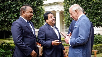 Rajeev Shukla shared this picture, which shows him meeting King Charles. (X/@ShuklaRajiv) Rajeev Shukla shared this picture, which shows him meeting King Charles. (X/@ShuklaRajiv)