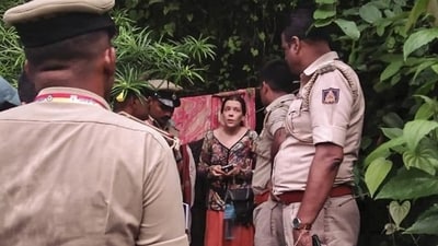 The woman, Nina Kutina, 40, was found in the cave by a police team from Gokarna station during a routine safety patrol. (HT_PRINT) The woman, Nina Kutina, 40, was found in the cave by a police team from Gokarna station during a routine safety patrol. (HT_PRINT)