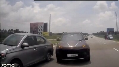 One car crashed into another moving car on Bengaluru Mysuru Expressway. One car crashed into another moving car on Bengaluru Mysuru Expressway.