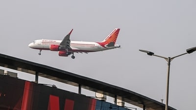 An Airbus A320 aircraft, operated by Air India Ltd, prepares to land at Indira Gandhi International Airport in New Delhi (Bloomberg/File)