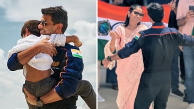 The astronaut shared the images on Instagram, showing him embracing his wife and four-year-old son. (Instagram/gagan.shux) The astronaut shared the images on Instagram, showing him embracing his wife and four-year-old son. (Instagram/gagan.shux)