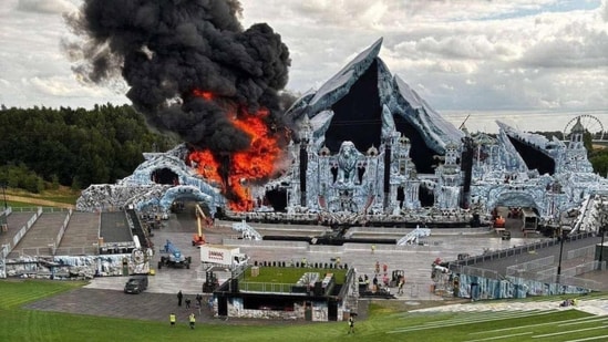 Tomorrowland main stage in Belgium was completely destroyed by a massive fire just a day before the music festival(X)