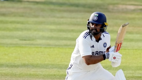 India's batter Karun Nair plays a shot during the fourth day of the third Test at Lord's (PTI)