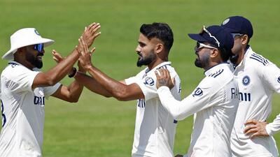 Akash Deep celebrates the wicket of England's Harry Brook during the Lord’s Test. (Action Images via Reuters) Akash Deep celebrates the wicket of England's Harry Brook during the Lord’s Test. (Action Images via Reuters)