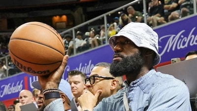 LeBron James of the Los Angeles Lakers throws the ball back to a referee as he attends a 2025 NBA Summer League game between the Lakers and the New Orleans Pelicans at the Thomas & Mack Center on July 12, 2025 in Las Vegas, Nevada. (Getty Images via AFP) LeBron James of the Los Angeles Lakers throws the ball back to a referee as he attends a 2025 NBA Summer League game between the Lakers and the New Orleans Pelicans at the Thomas & Mack Center on July 12, 2025 in Las Vegas, Nevada. (Getty Images via AFP)
