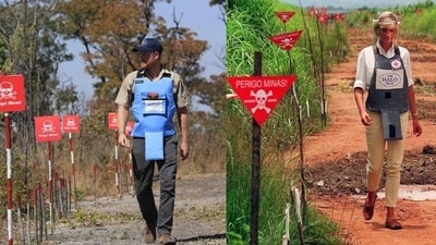 Prince Harry followed in his late mother Princess Diana’s footsteps in an Angolan minefield. (AFP/X) Prince Harry followed in his late mother Princess Diana’s footsteps in an Angolan minefield. (AFP/X)