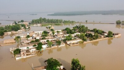 A general view of a flooded area after heavy monsoon rains is pictured from atop a bridge in Charsadda district in the Khyber Pakhtunkhwa. (File/AFP) A general view of a flooded area after heavy monsoon rains is pictured from atop a bridge in Charsadda district in the Khyber Pakhtunkhwa. (File/AFP)