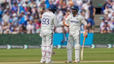 Ravindra Jadeja and Jasprit Bumrah put on a crucial 35-run stand at Lord's. (PTI) Ravindra Jadeja and Jasprit Bumrah put on a crucial 35-run stand at Lord's. (PTI)