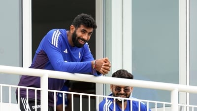 Rishabh Pant and teammate Jasprit Bumrah at The County Ground for a training session ahead of the fourth Test cricket match between India and England, in Beckenham (PTI) Rishabh Pant and teammate Jasprit Bumrah at The County Ground for a training session ahead of the fourth Test cricket match between India and England, in Beckenham (PTI)