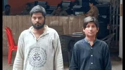 Roshni Khan and Udit Jaiswal in police custody. (Sourced) Roshni Khan and Udit Jaiswal in police custody. (Sourced)