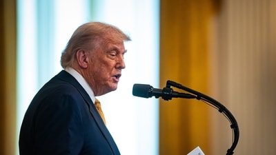 US President Donald Trump speaks during a bill signing ceremony in the East Room of the White House in Washington, DC, US, on Wednesday, July 16, 2025. (Bloomberg)