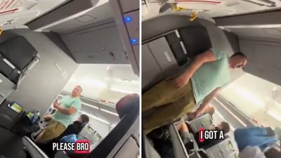For nearly 15 minutes, the man continued to escalate his belligerent rant about losing his phone charger. (X/@msmcb02) For nearly 15 minutes, the man continued to escalate his belligerent rant about losing his phone charger. (X/@msmcb02)