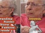 90-year-old grandma Iris rates fashion trends poorly, calling them hideous. 
