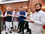 Maharashtra CM Devendra Fadnavis at the 'Chahapan' held after the conclusion of the Maharashtra Legislative Monsoon Session 2025, at Vidhan Bhavan in Mumbai on Friday. State Dy CMs Eknath Shinde, Ajit Pawar and other members of the Legislature also present.
Maharashtra CM Devendra Fadnavis at the 'Chahapan' held after the conclusion of the Maharashtra Legislative Monsoon Session 2025, at Vidhan Bhavan in Mumbai on Friday. State Dy CMs Eknath Shinde, Ajit Pawar and other members of the Legislature also present.