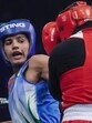 Nupur Sheoran (left) in action at the World Boxing Cup in Astana. (BFI)