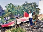 Wreckage of the Air India flight at the crash site in Ahmedabad. Wreckage of the Air India flight at the crash site in Ahmedabad.