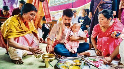 An annaprasan ceremony in Assam. The ritual of a child’s first rice feeding is practised by most communities in India. (Shutterstock) An annaprasan ceremony in Assam. The ritual of a child’s first rice feeding is practised by most communities in India. (Shutterstock)