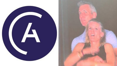 The logo of Astronomer (L, Source: X) and the viral moment of Andy Byron and Kristin Cabot (Source: X) (Twitter) The logo of Astronomer (L, Source: X) and the viral moment of Andy Byron and Kristin Cabot (Source: X) (Twitter)
