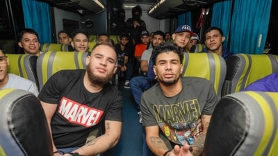 Venezuelan migrants who were jailed in El Salvador sit on a bus before boarding a plane bound for Venezuela at the San Oscar Romero International Airport in San Luis Talpa, El Salvador, on July 18, 2025. (AFP) Venezuelan migrants who were jailed in El Salvador sit on a bus before boarding a plane bound for Venezuela at the San Oscar Romero International Airport in San Luis Talpa, El Salvador, on July 18, 2025. (AFP)