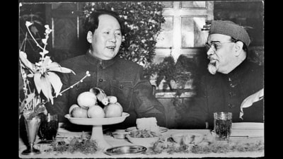 KM Panikkar (right) with Mao Zedong when he was Indian Ambassador to China, in Beijing. (HT Archives) KM Panikkar (right) with Mao Zedong when he was Indian Ambassador to China, in Beijing. (HT Archives)