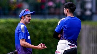 India head coach Gautam Gambhir with captain Shubman Gill during a training session ahead of the fourth Test. (PTI) India head coach Gautam Gambhir with captain Shubman Gill during a training session ahead of the fourth Test. (PTI)