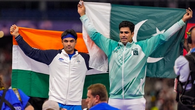 Silver medallist India's Neeraj Chopra and gold medallist Pakistan's Arshad Nadeem celebrate (File photo) (PTI) Silver medallist India's Neeraj Chopra and gold medallist Pakistan's Arshad Nadeem celebrate (File photo) (PTI)
