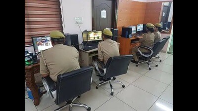 Police at the central control room in Meerut. (SOURCED) Police at the central control room in Meerut. (SOURCED)