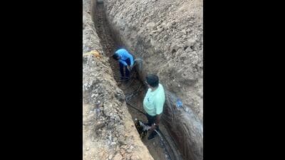 Railway officials inspecting damaged cables in Mohali on Friday. (HT Photo) Railway officials inspecting damaged cables in Mohali on Friday. (HT Photo)