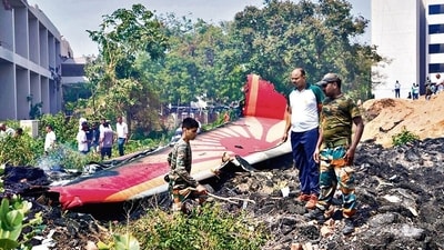Wreckage of the Air India flight at the crash site in Ahmedabad. (Bloomberg/HT File) Wreckage of the Air India flight at the crash site in Ahmedabad. (Bloomberg/HT File)