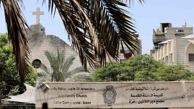 A view of the damage to the Holy Family church in Gaza City following an Israeli strike on the church, in the Zeitoun neighborhood of Gaza City (AFP) A view of the damage to the Holy Family church in Gaza City following an Israeli strike on the church, in the Zeitoun neighborhood of Gaza City (AFP)