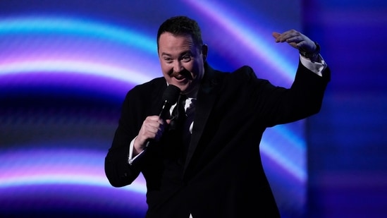 Host Shane Gillis speaks at the ESPY Awards at the Dolby Theatre in Los Angeles, Wednesday (AP)