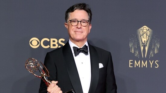 Stephen Colbert, winner of the Outstanding Variety Special (Live) award for Stephen Colbert's Election Night 2020 show. (AFP)