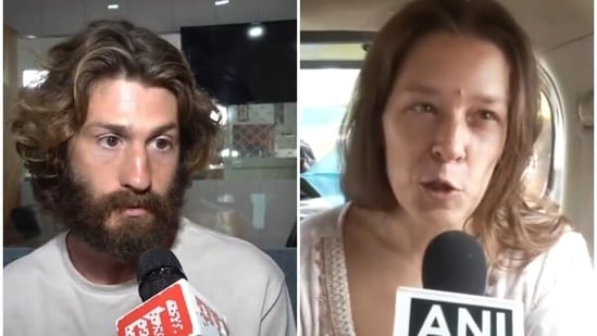 Dror Goldstein (L) is the father of Russian woman Nina Kutina's daughters. The woman was found living inside a cave with her children in Karnataka. (PTI/ANI)