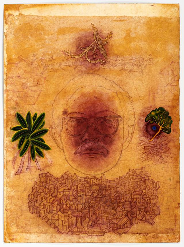 Dreaming with Gieve by Gulammohamed Sheikh (Courtesy A Show of Hands/Jehangir Nicholson Gallery of Modern and Contemporary Art, Mumbai) Dreaming with Gieve by Gulammohamed Sheikh (Courtesy A Show of Hands/Jehangir Nicholson Gallery of Modern and Contemporary Art, Mumbai)
